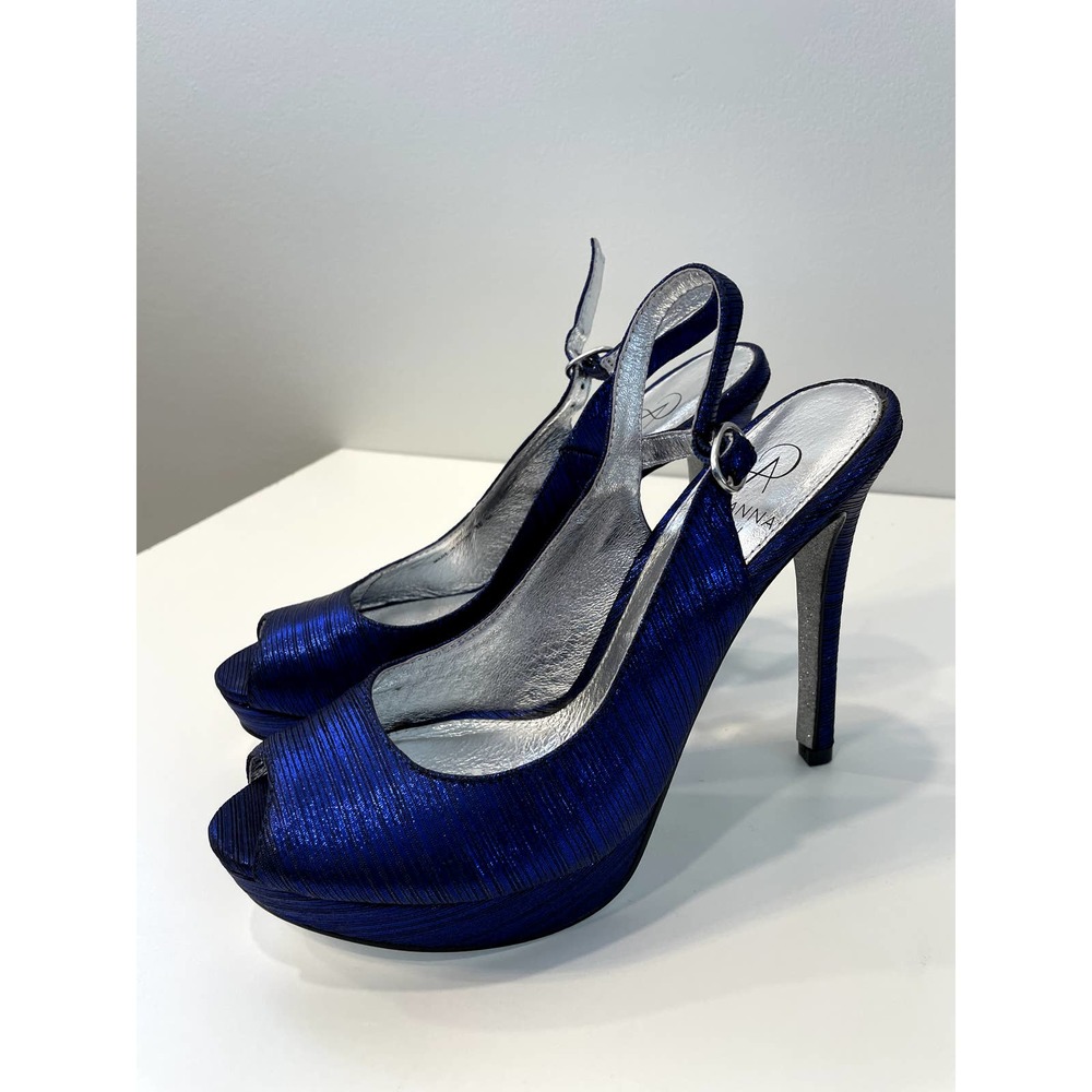 Adrianna Papell Blue and Silver Heels - Picture 4 of 7